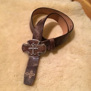 Justin brown leather cross belt